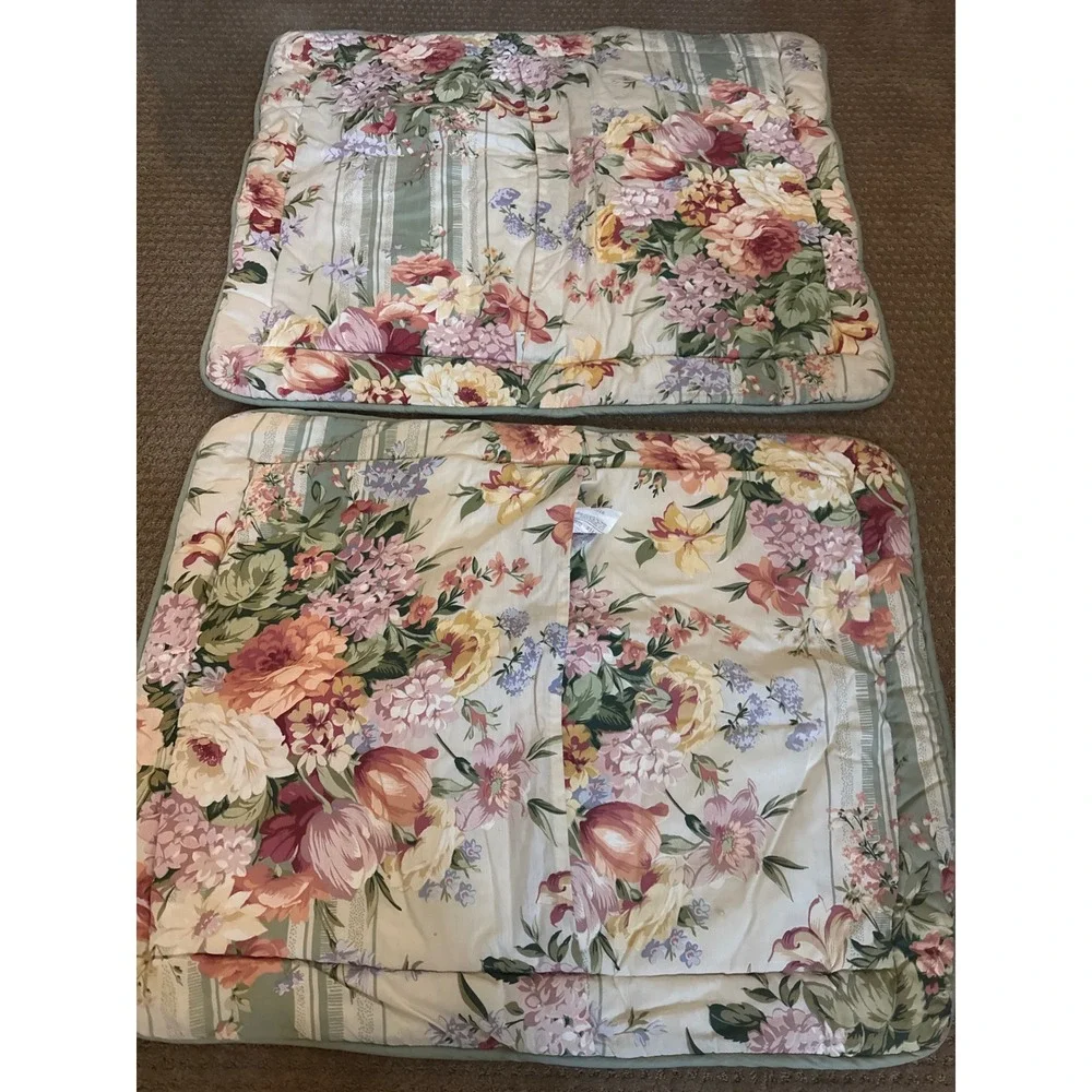 Croscill Home Fashions Floral Quilted Pillow Shams Set of 2 Sage Green Pink Rose